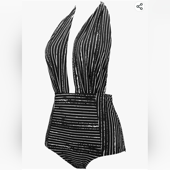 COCOSHIP Women's Retro One Piece Swimsuit Backless High Waisted Pin Up Bathing - Picture 2 of 8